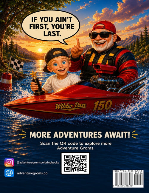 Boat Racing Coloring Book for Kids & Adults | Adventure Groms | 50 Pages