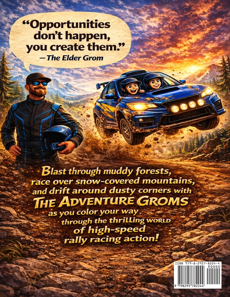 Rally Car Racing Coloring Book for Kids & Adults | Adventure Groms | 50 Pages