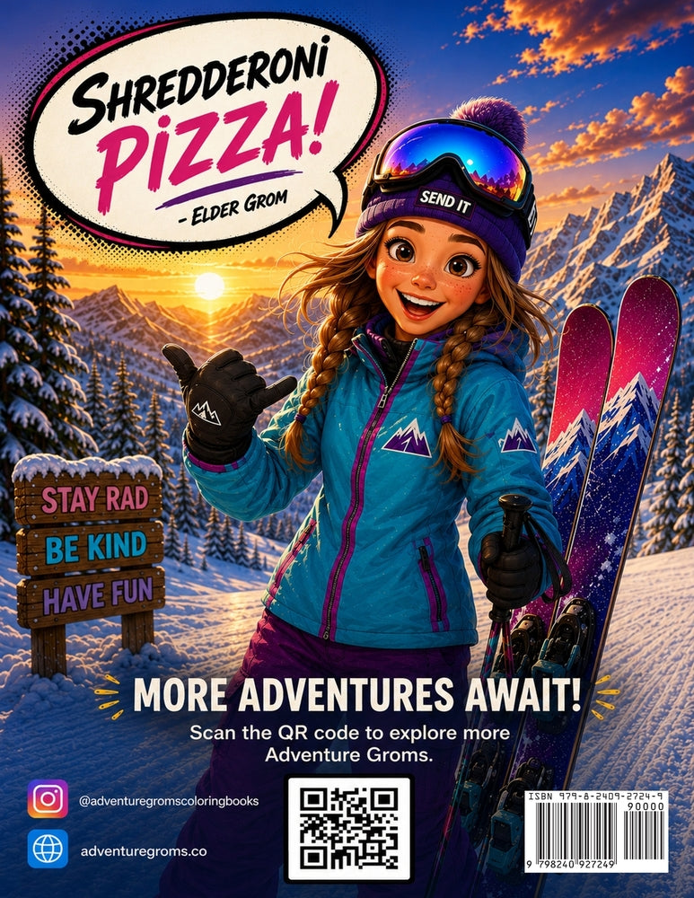 Skiing Coloring Book for Kids & Adults | Adventure Groms | 50 Pages