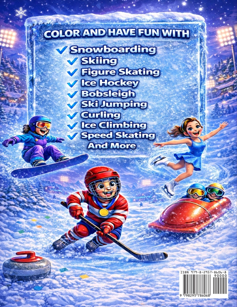 Winter Sports Coloring Book for Kids & Adults | Adventure Groms | 50 Pages